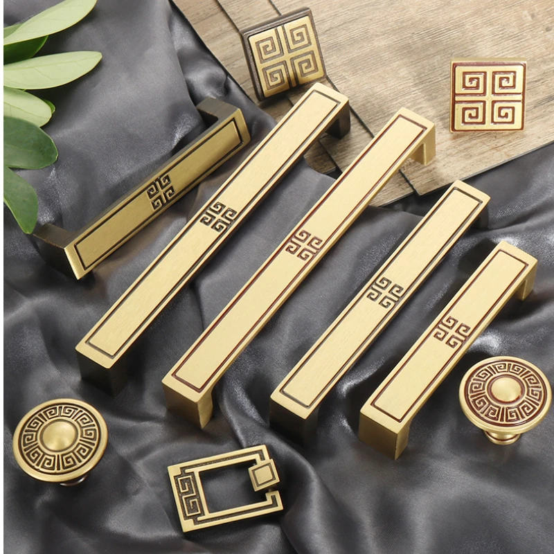 

Furniture Handles for Cabinets Drawer Wardrobe Closet Door Handle Knobs Brass Shoe Cabinet Cupboard Knob Chinese Classic