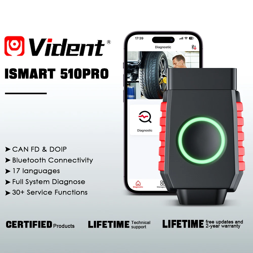 Vident iSmartDiag510 PRO All System Diagnostic Tool  28+ Reset Function Bi-directional Control Tool DOIP & CANFD