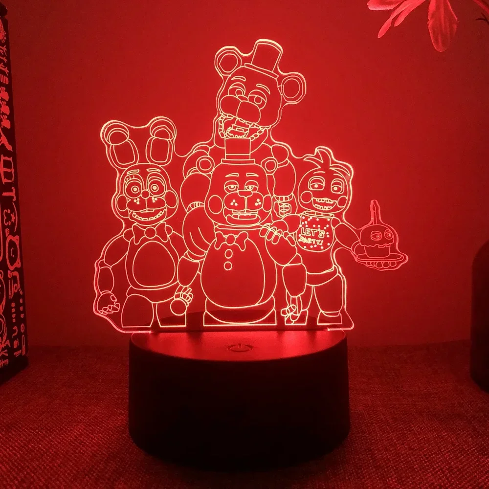 Bear Freddy 3D Acrylic Night Light with Remote Control 16 Colors Transform Bedroom Decoration Kids Game Fans Xmas Halloween Gift