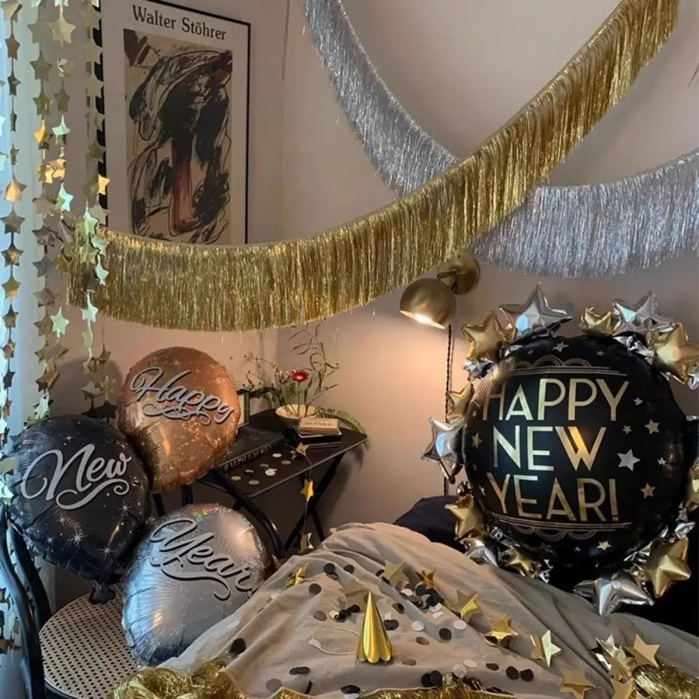 Multicolor Drizzle Garland Metallic Tinsel Thickening Foil Fringe Encryption Background Ornament Metallic Foil Fringe