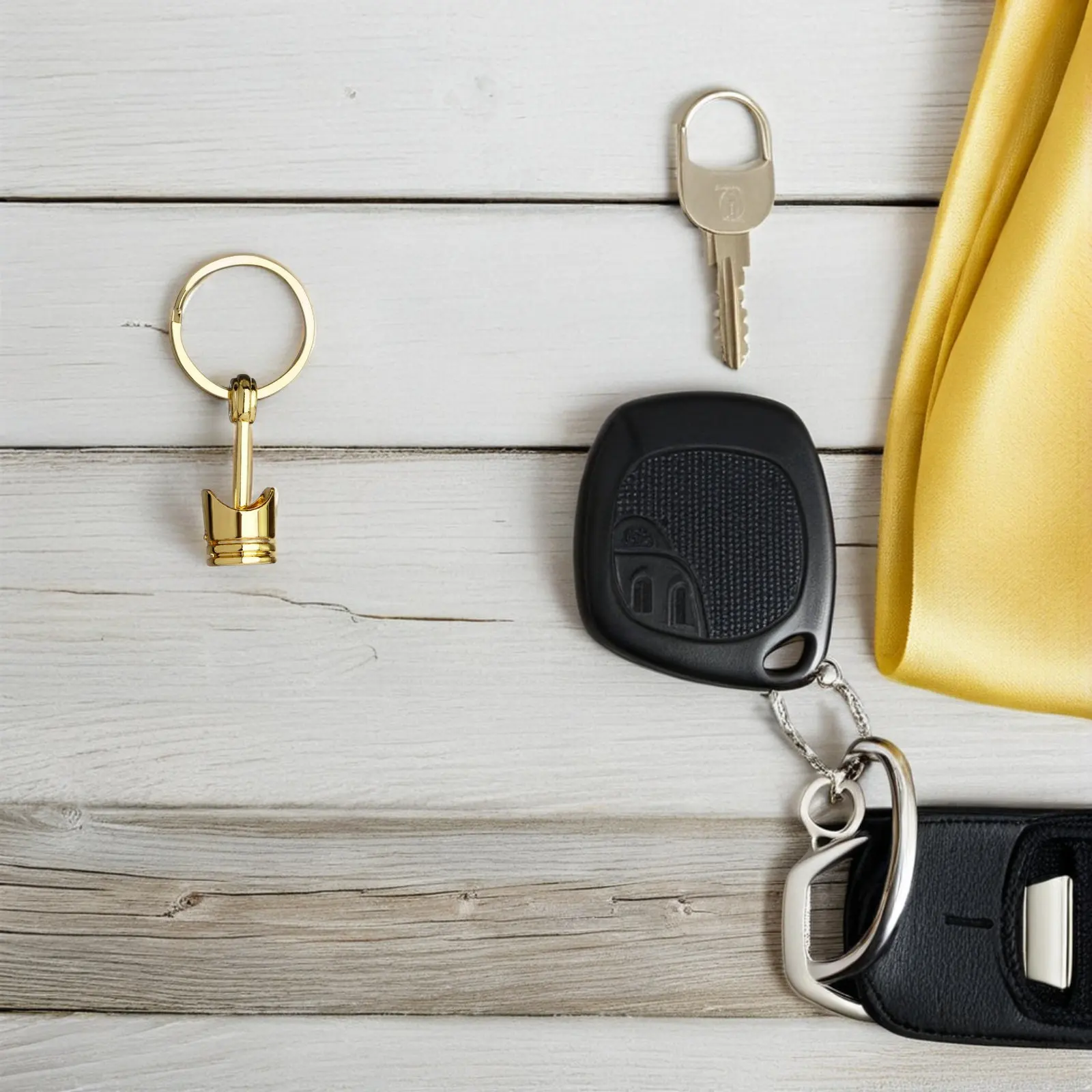 8Pcs Piston Keychain Metal Car Key Holder Realistic Engine Design Heavy Duty Key Ring for Men Auto Fans Mini Turbine Style