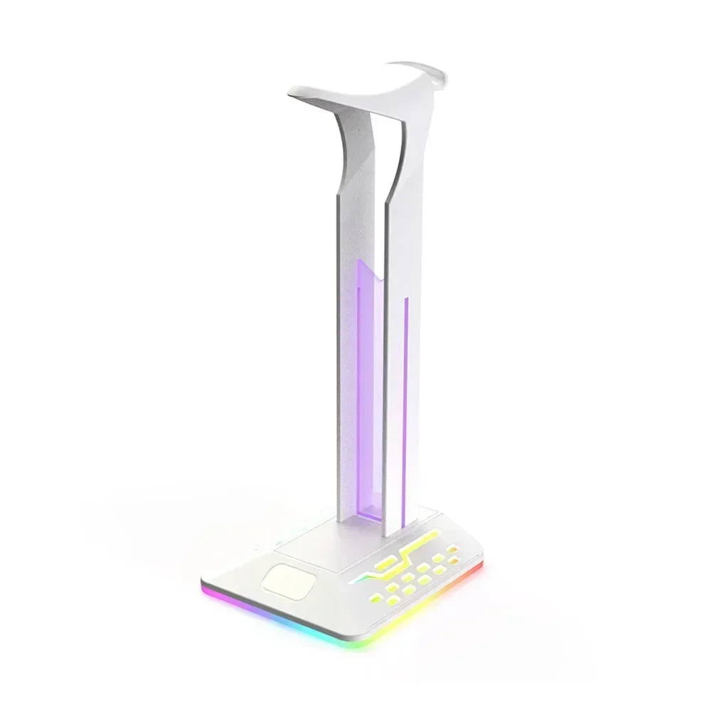 Soporte para auriculares RGB, soporte para auriculares sobre la oreja, estante de exhibición de escritorio con 2 puertos USB para jugadores, accesorios para Juegos de PC, escritorio