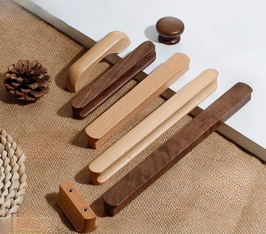 Cabinet Door Wooden Handle Cabinet Wardrobe Door Handle Bow Shaped Handle Beech Black Walnut Drawer Wooden