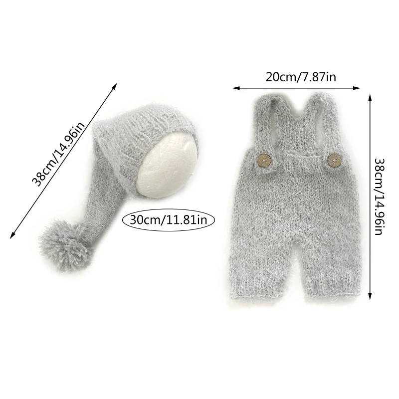 Baby Photo Clothing Mohair Pants Long Tail Hat Costume Set Newborns Photo Suit Infant Shower Gift Photo Posing Accessory