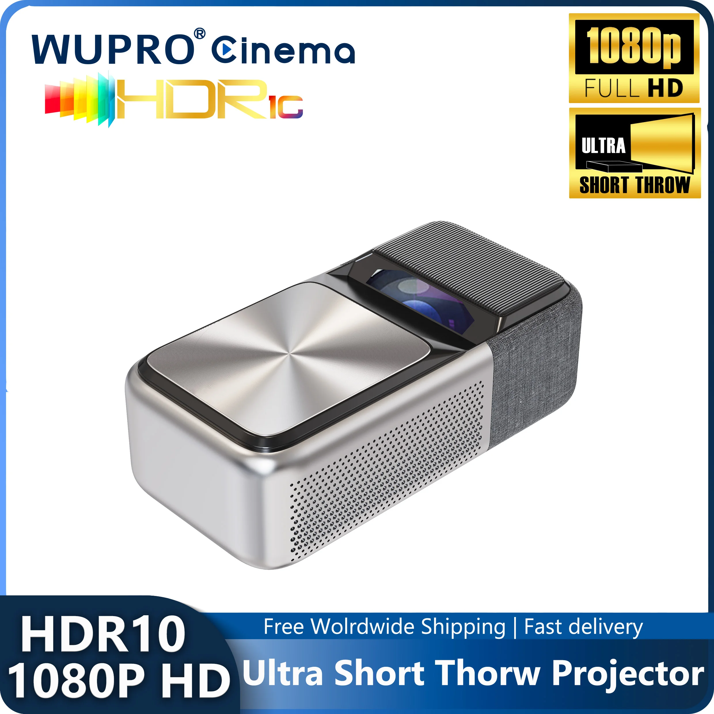 

Wupro Full HD 1080P DLP Projector Ultra Short Throw Android TV 9.0 3D 4K Supported 350 ANSI Lumens Smart Home Theater Projectors