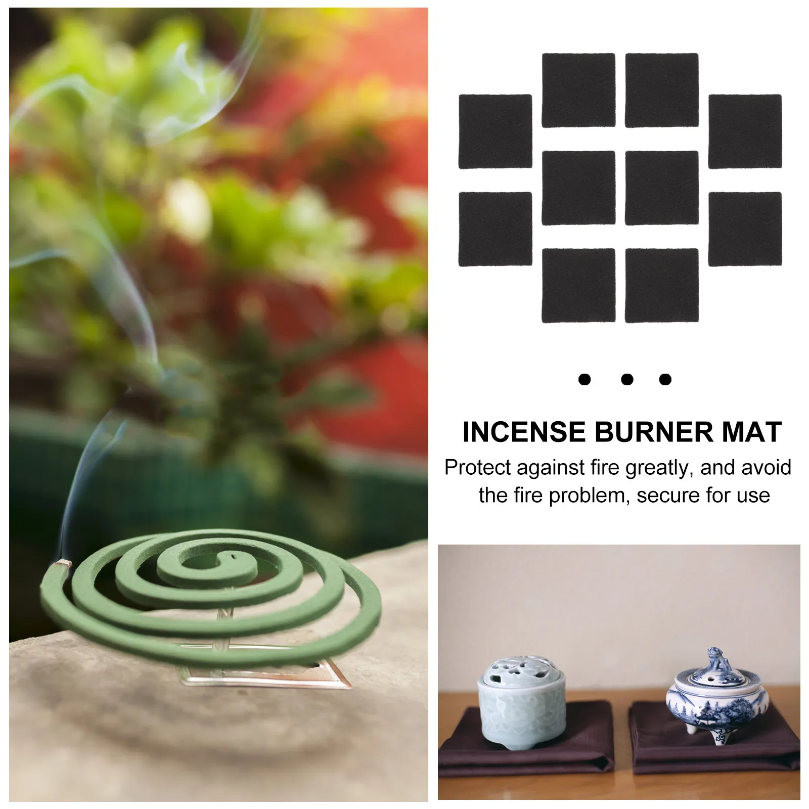 

10Pcs Premium Fire-Retardant Cotton Incense Coil Mat Portable Lightweight Insulating Pad for Incense Cones Burners Accessories