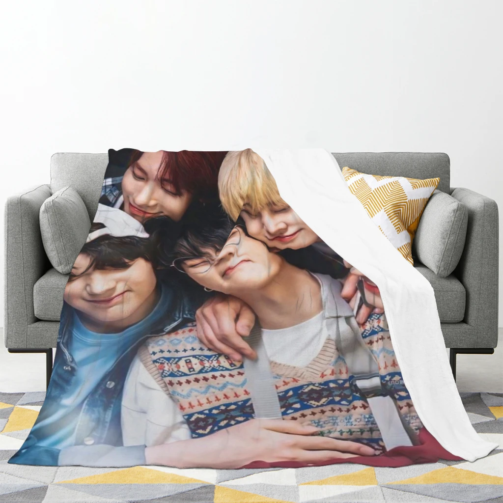 K-pop For T-XT Fans Gifts  High Quality Flannel Blanket  Flannel Warm Soft Extra Soft Throw Office Nap Sleep