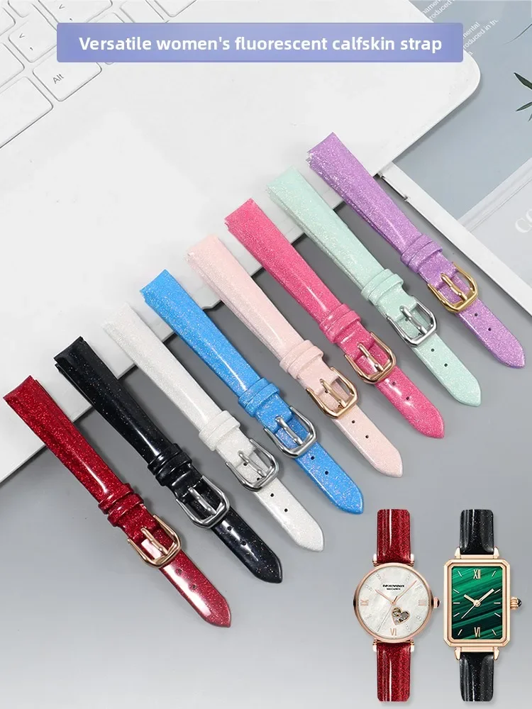 La correa de reloj fluorescente de cuero es adecuada para la correa de mujer Armani Juli Fossil Fiyta Tissot Citizen Frie