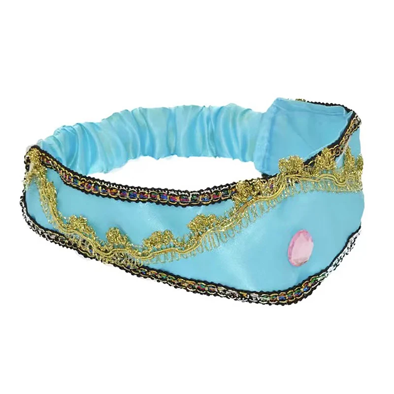 1 قطع الفتيات الياسمين الأزرق رباطات كبيرة كريستال الأطفال أغطية الرأس العصابات الشعر الأميرة العربية ل تأثيري حزب إكسسوارات الشعر #6