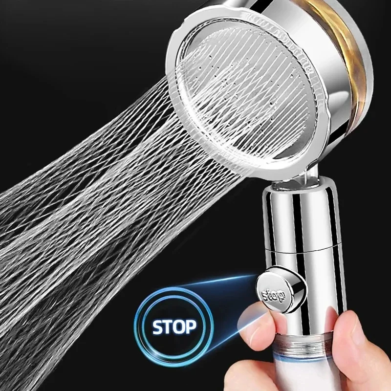 Shower Head 360 Degree Rotation Water Saving Flow Turbofan Hydraulic Injection High Pressure Sprayer Bathroom Accessories