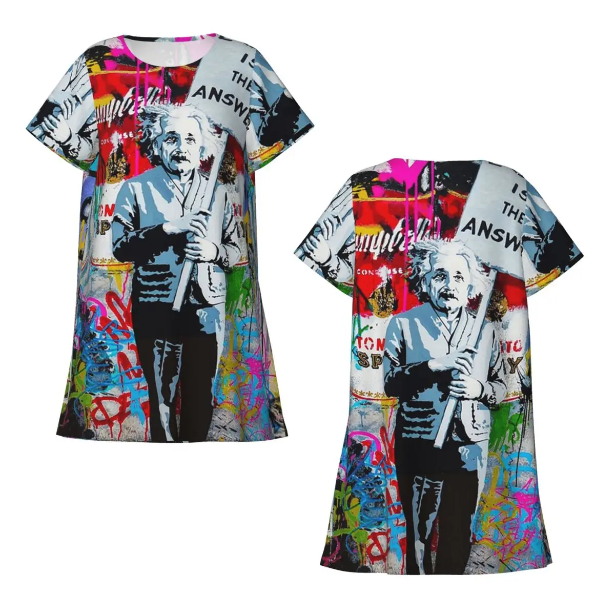 Custom Banksy Love Is The Answer Short Sleeves Nightdress For Sleepshirts Women Short Sleeve Nightgowns Loose Pajama Dress
