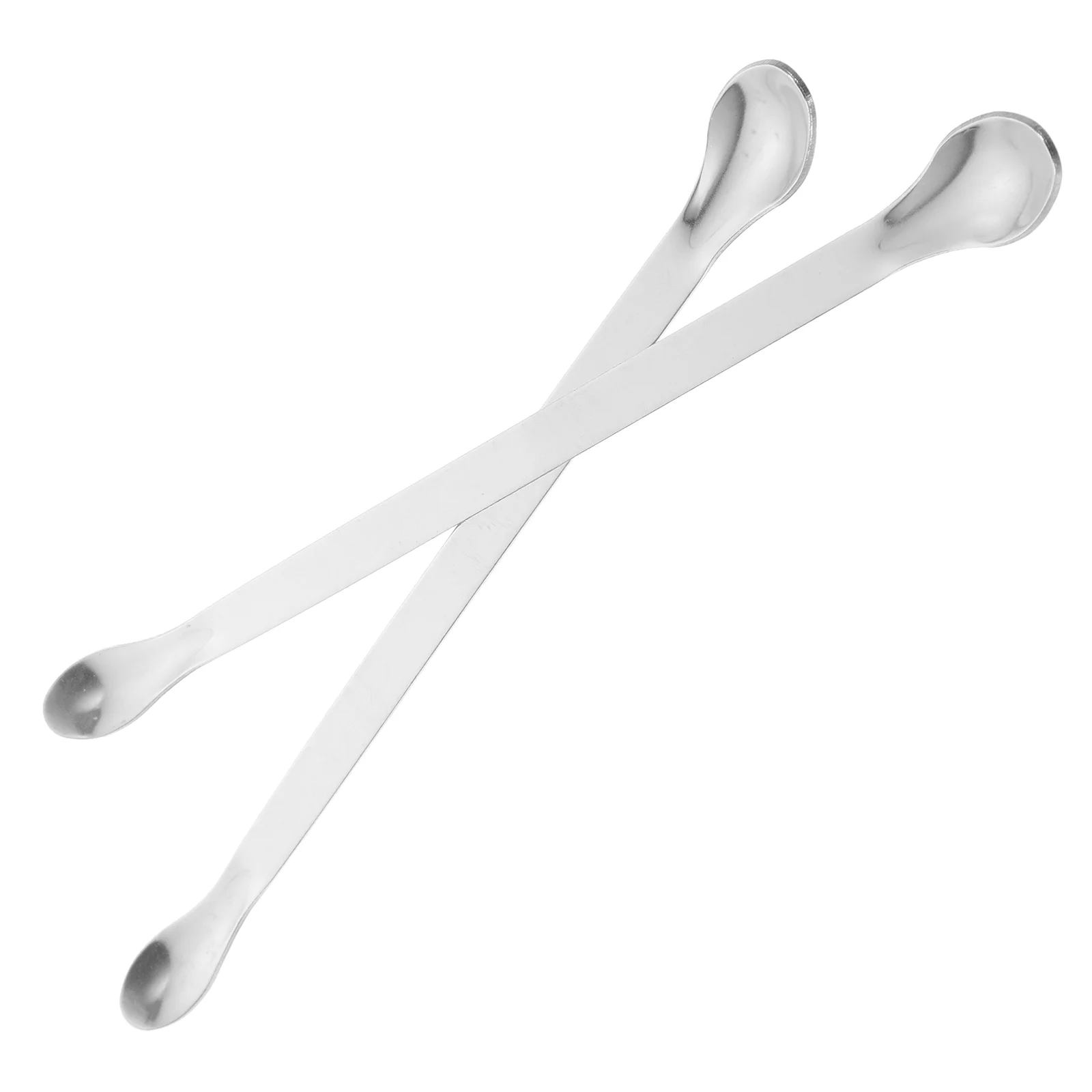 2 Pcs Spoon Metal Stainless Steel Weighing Long Sampling Micro Scoop Experiment