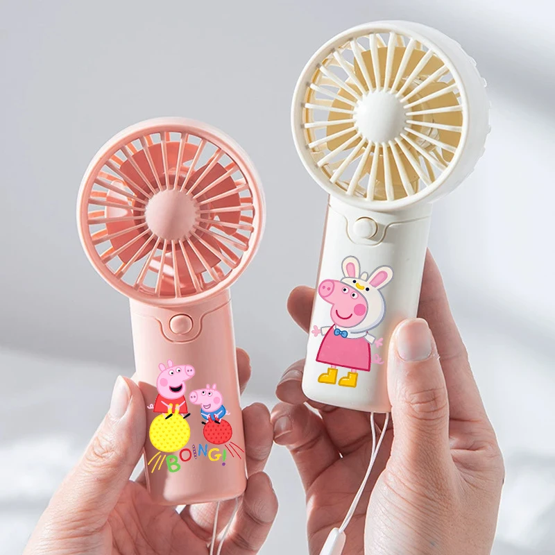Ventilateur portable Peppa Pig, nouveau mini-ventilateur portable pour filles, accessoires de voyage et de sport pour enfants, cadeau d'été