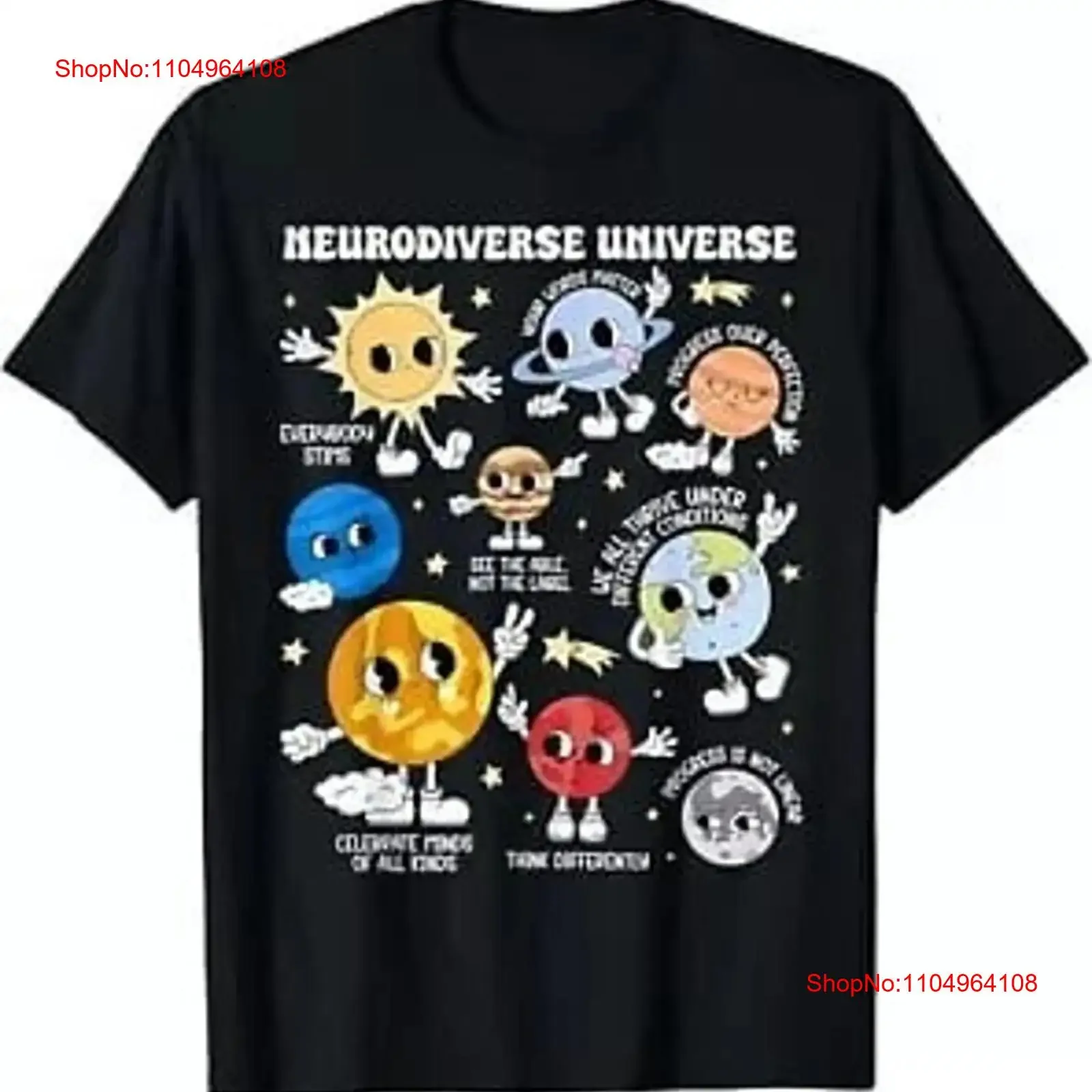 

Neurodiverse Universe Planet Autism Awareness Support Squad T Shirt vintage Washed Stylish designer clothes graphic Soft Casual