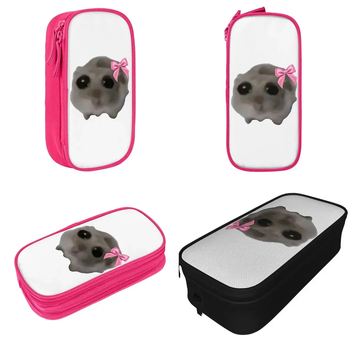 Sad Hamster Meme Pencil Case Pencilcases Pen for Girls Boys Large Storage Bags Students School Zipper Accessories