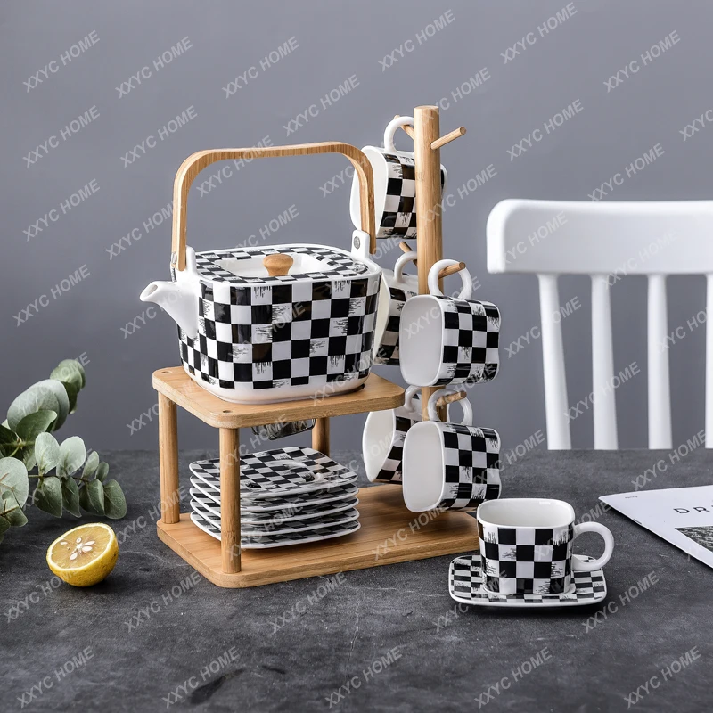 

HHCeramic Household Teapot Teacup Set Afternoon Tea Flower Tea Set Candle