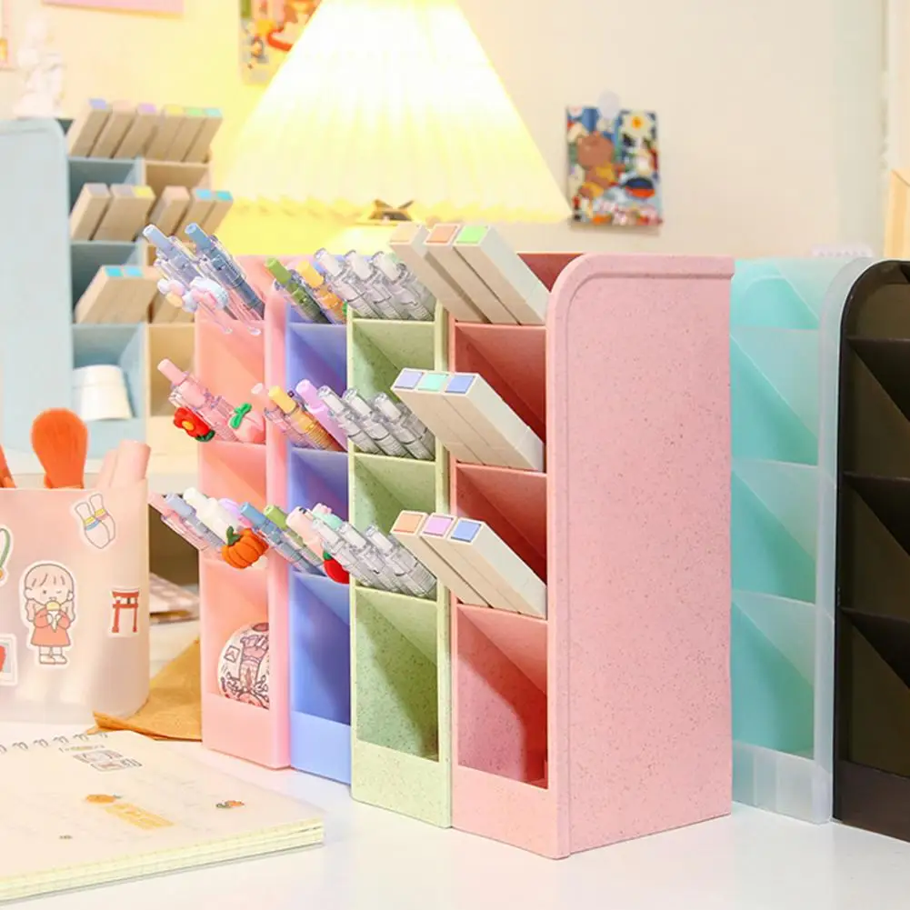 Hard Desk Pen Holder Multifunctional Large Capacity School Office Pencil Makeup Storage Box Stationery Organization