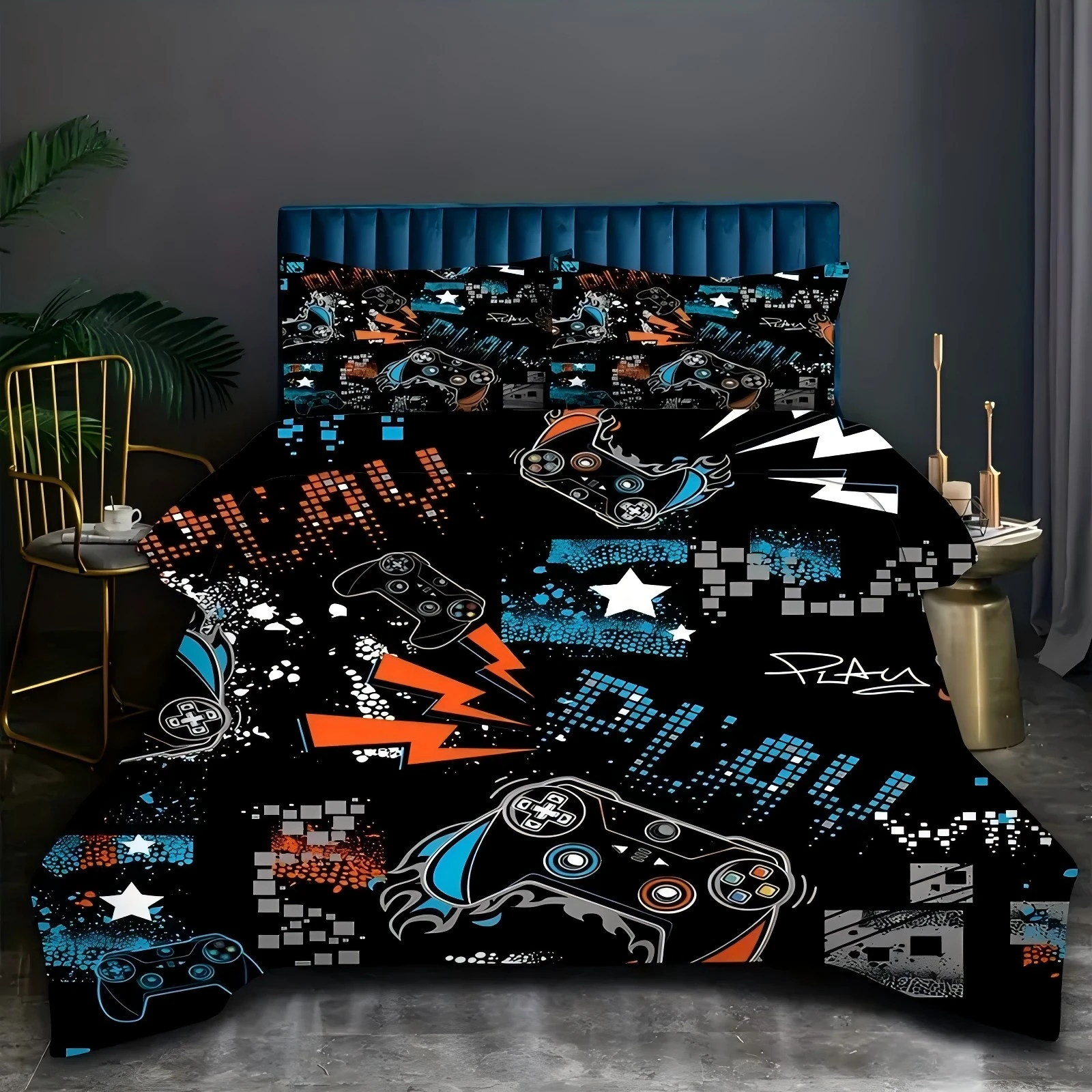 

Black game console pattern 3d Printed Quilt Cover Set Cool Modern Style Bedding Set Polyester Comfortable bedspread Duvet Cover