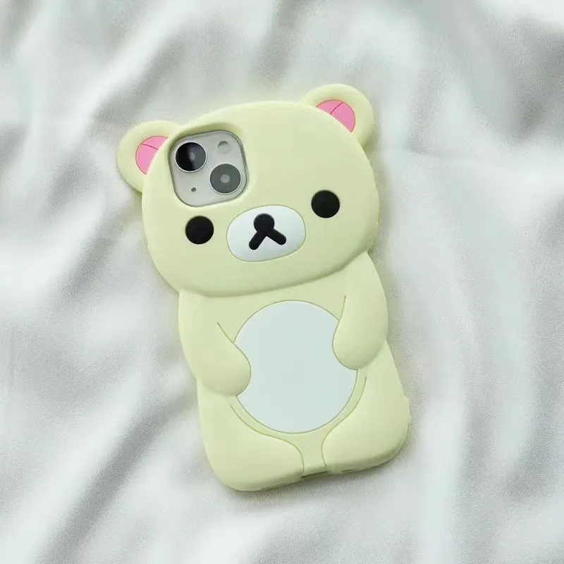 Rilakkuma Silicone Phone Case Cute Cartoon Full Body Shockproof Soft Phone Case for iPhone 16 15 14 13 12 11 Pro Max