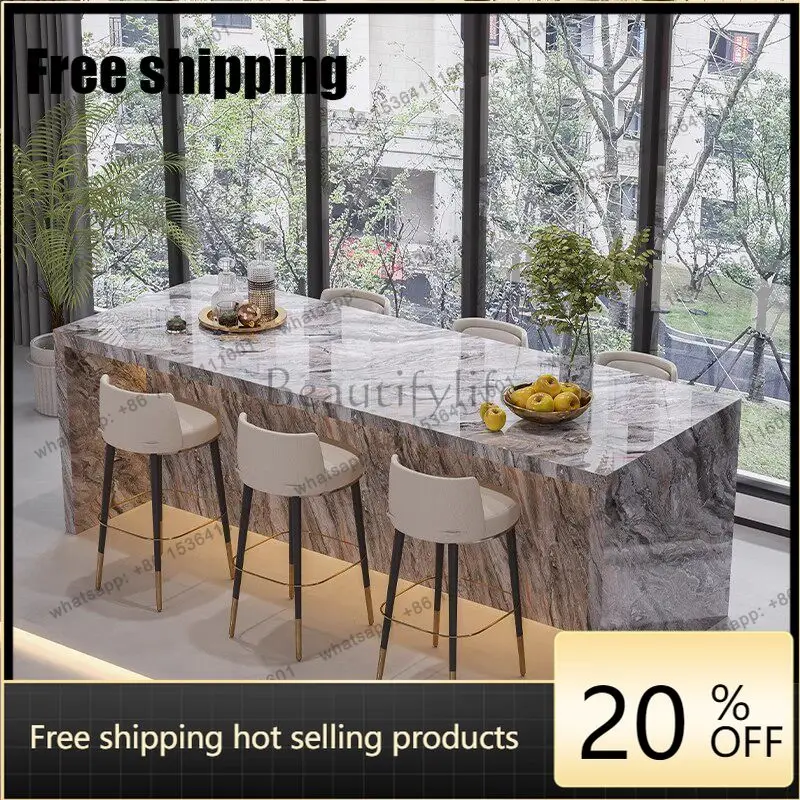 HJ Bar table Household balcony Leisure rock slab Middle island table Integrated advanced partition