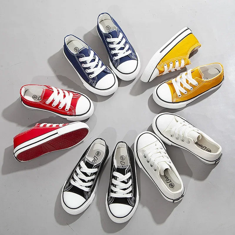 Children's Low-top Canva Shoes Spring Autumn New Style White Shoes Wenzhou Sulphured Boys Girls Student Board