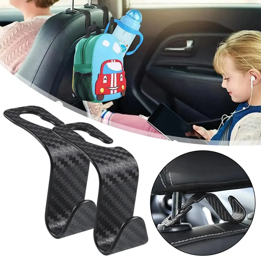 

Car Hidden Seat Hook Multi-Purpose Carbon Fiber Texture Hooks Seat On-Board Car Back Multi-function Creative E7J9