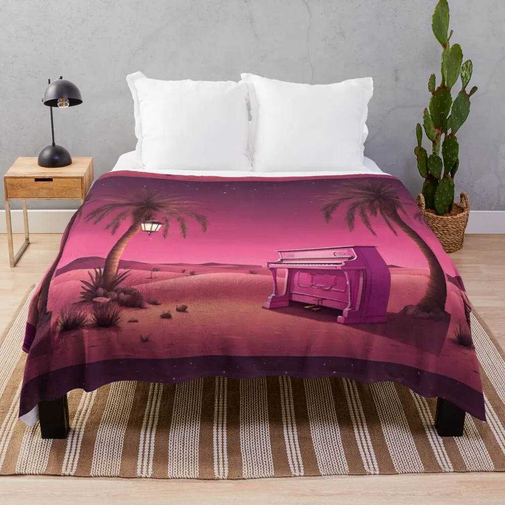 

Piano in the Egyptian desert with Pyramids, jungles, lanterns, ancient Rome Throw Blanket Warm cosplay anime Blankets