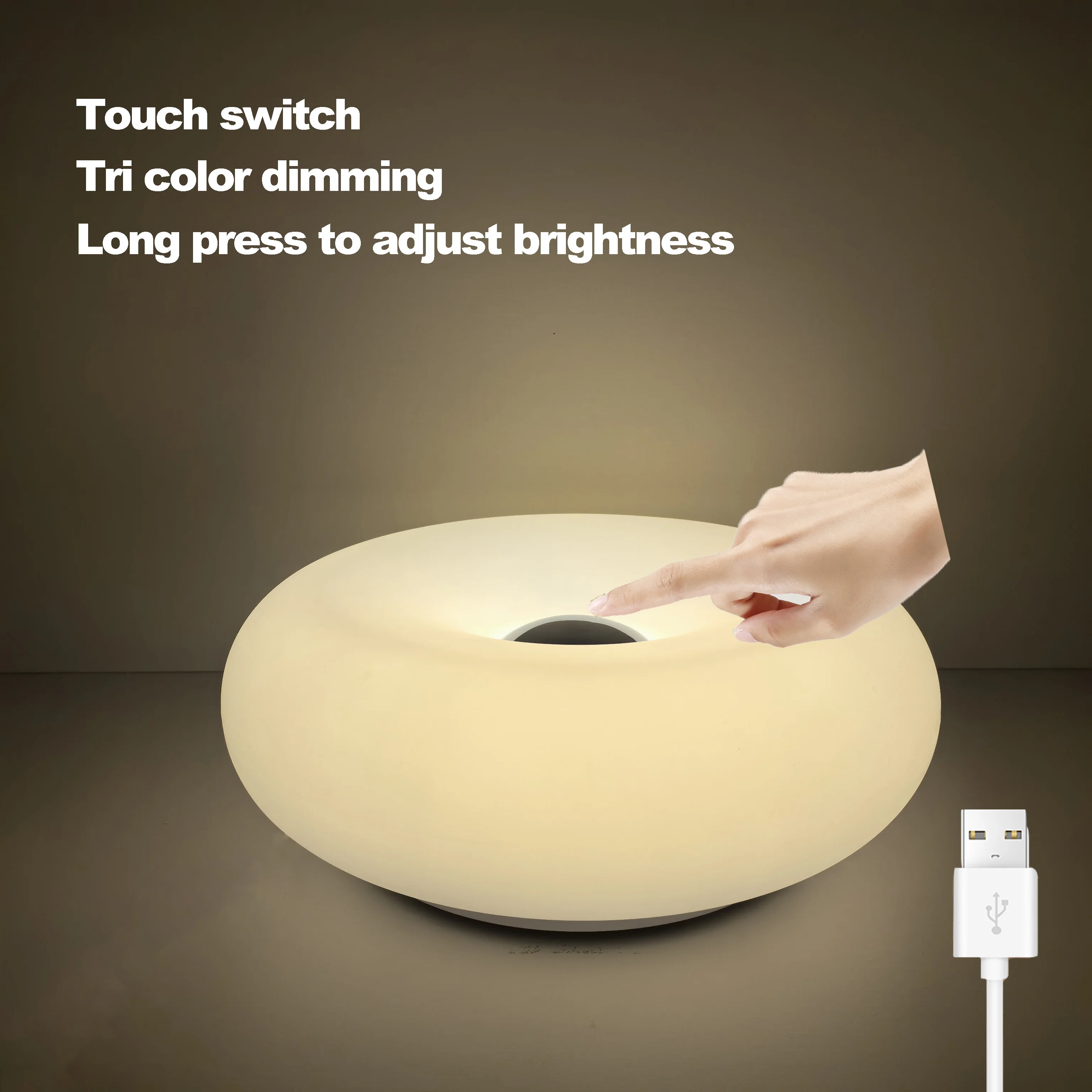 Bauhaus tafellamp USB-stekker slaapkamer bedlampje woonkamer eetkamer decoratie donut omgevingslicht (geen glas)