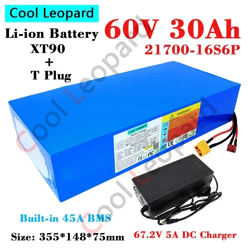 

New 16S6P 21700 60V 30Ah Li-ion Battery Pack,for Electric Scooter Motorcycle Tricycle Vehicle Replacement 67.2V Lithium Battery