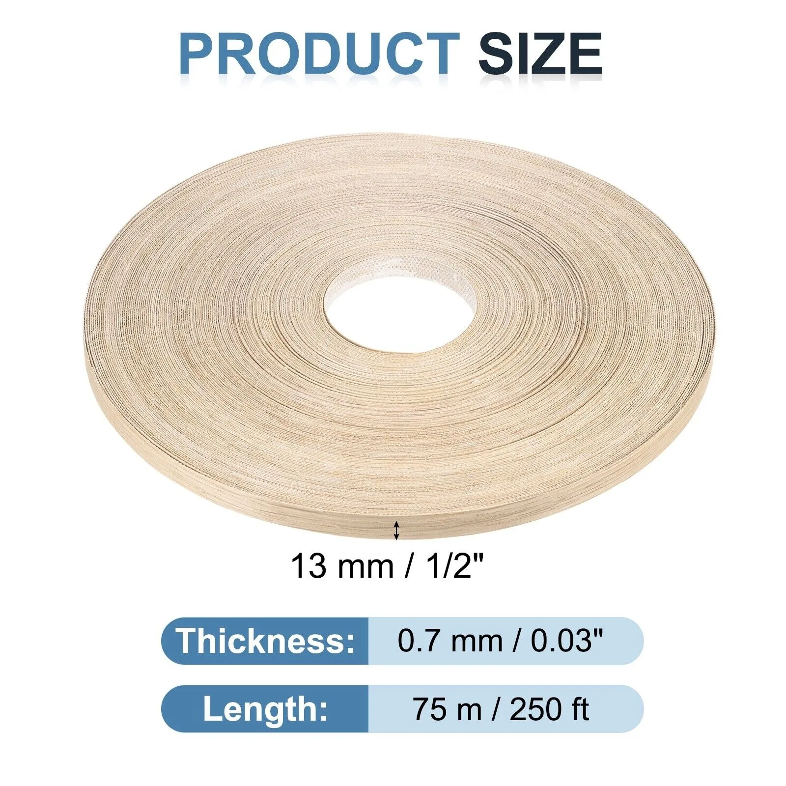 13mm/16mm Pre-glued White Oak Wood Veneer Edge Banding Roll, Flexible Iron On for Cabinet Laminate Furniture Plywood Renovation