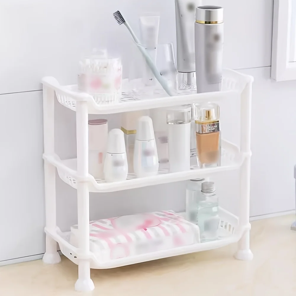 Plastic Bathroom Vanity Countertop Organizer Shelf Multi-Layered Makeup Cosmetic Toiletries Storage Tray  Accessorie Toilet Tool