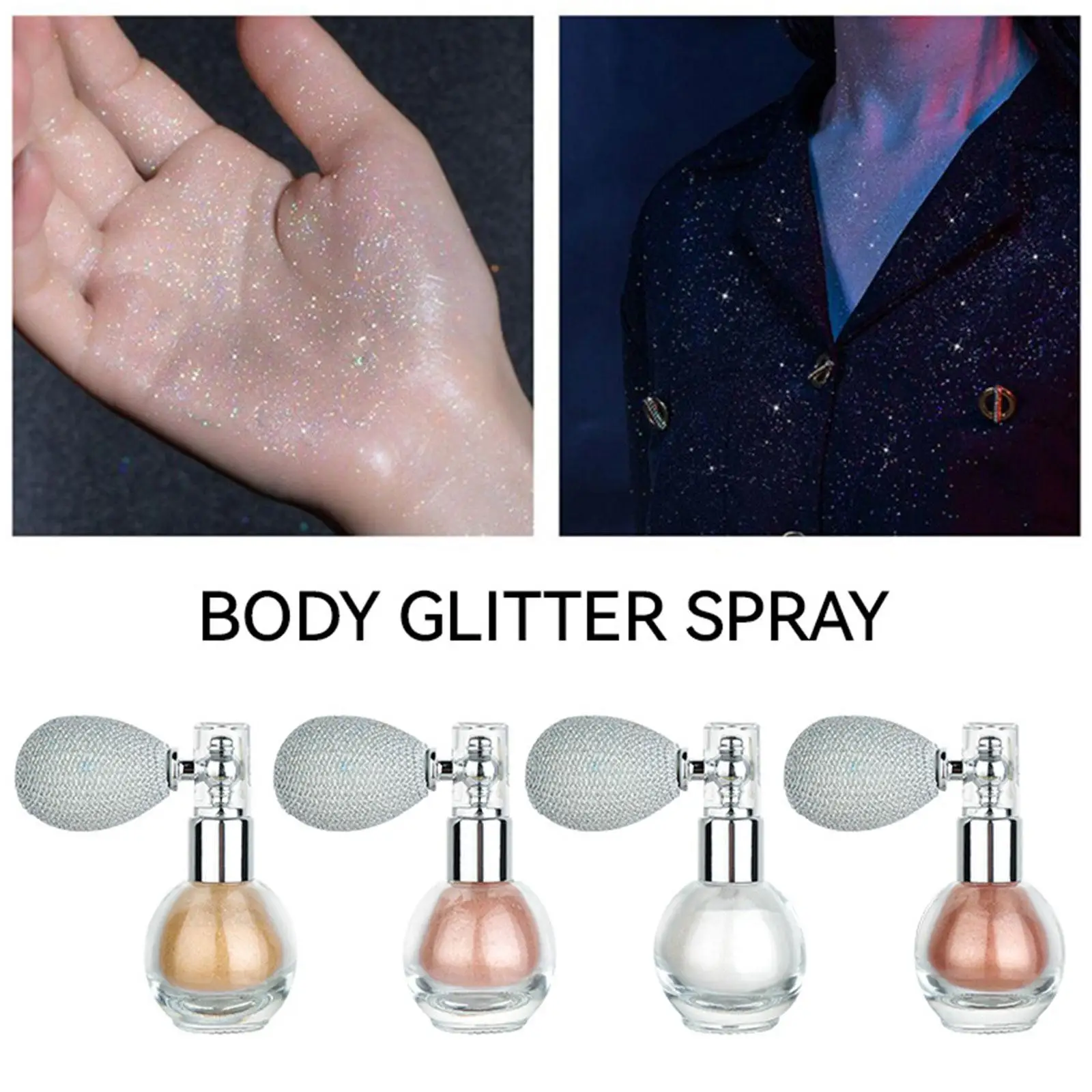 Mode Text marker Puder Spray Hochglanz Glitter Pulver Spray Schimmer Puder Make-up für Gesicht Körper Highlight machen z6u3