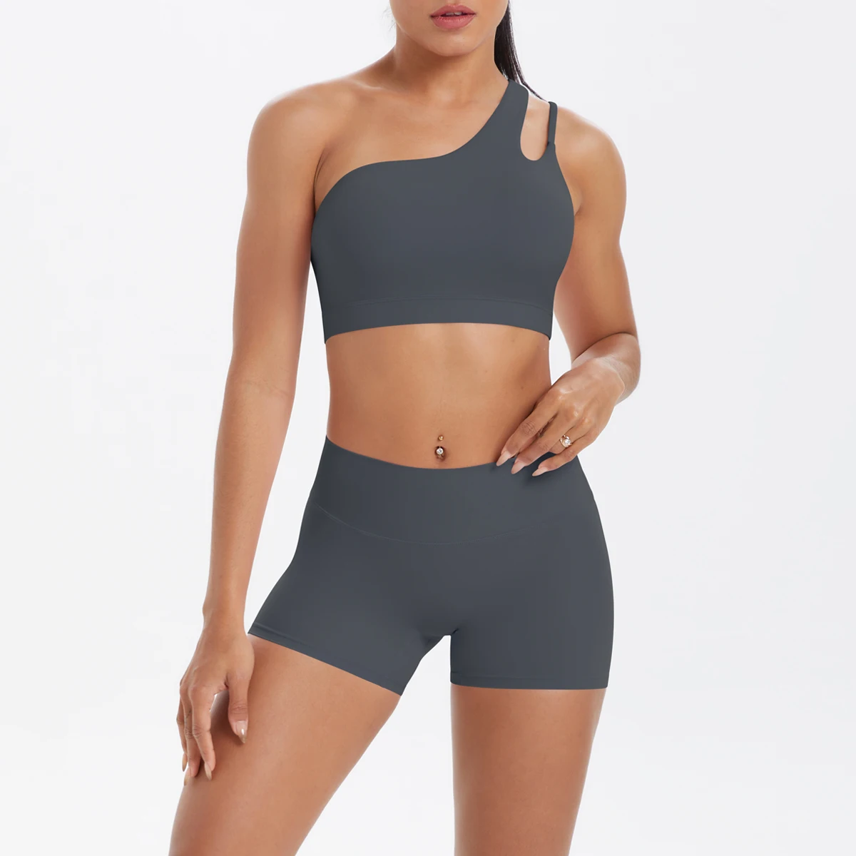 Yoga Anzug Sport Set Gym Sport Crop Tops Einfarbig Nylon Yoga Bh Laufen Radfahren Sport Gym Workout Yoga Shorts – Detail 30
