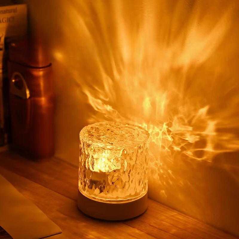 Nachtlicht dynamische Wasser Welligkeit Atmosphäre Nachttisch Lichter kreative Geschenk Schlafzimmer Licht Flamme Tisch lampen