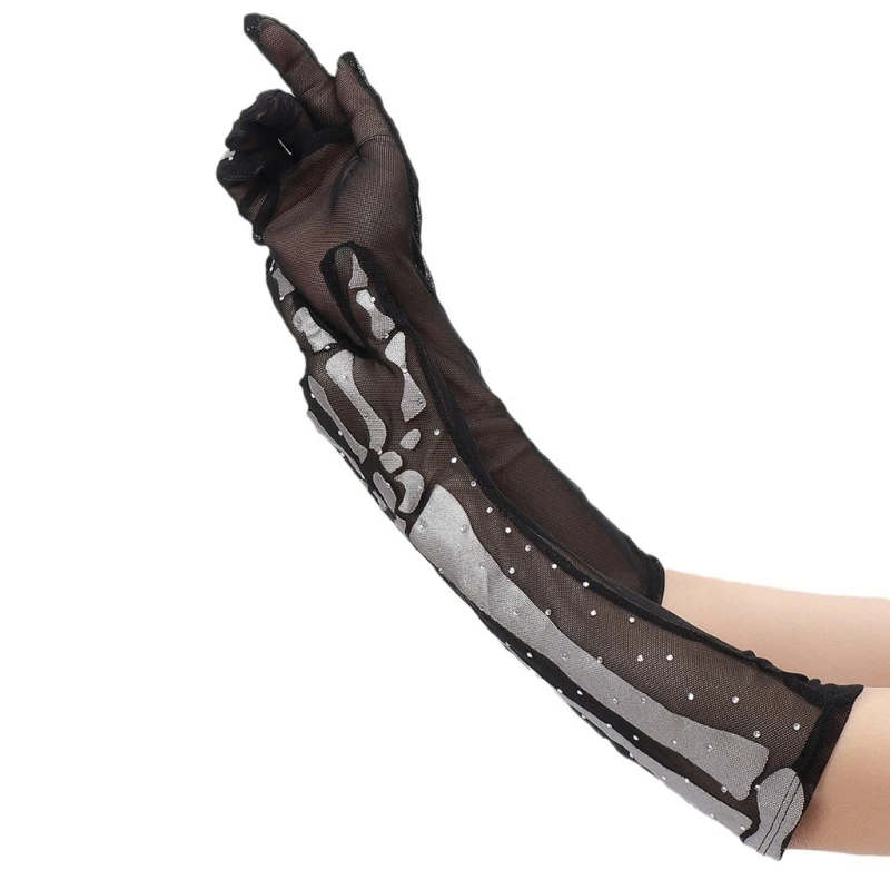 Novelty Halloween Skeleton Claw Long Gloves Cosplay Party Dress Up Elbow Gloves