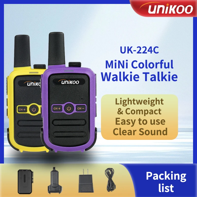 

UNIKOO UK224C Mini Colorful Walkie Talkie 2 PCS PMR446 FRS Two Way Radio Portable Communication Equipment for Camping Hunting