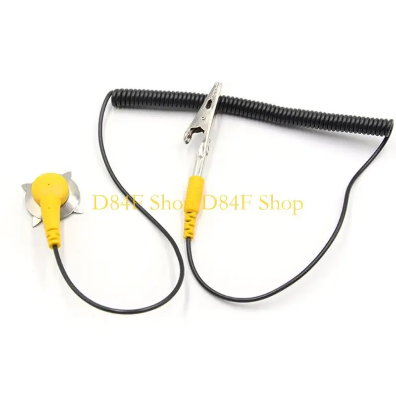D84F Heavy Duty Anti Static Grounding Wire ESD Safety Conductive Cable Anti Static Spring Grounding Wire Clamps Accessories