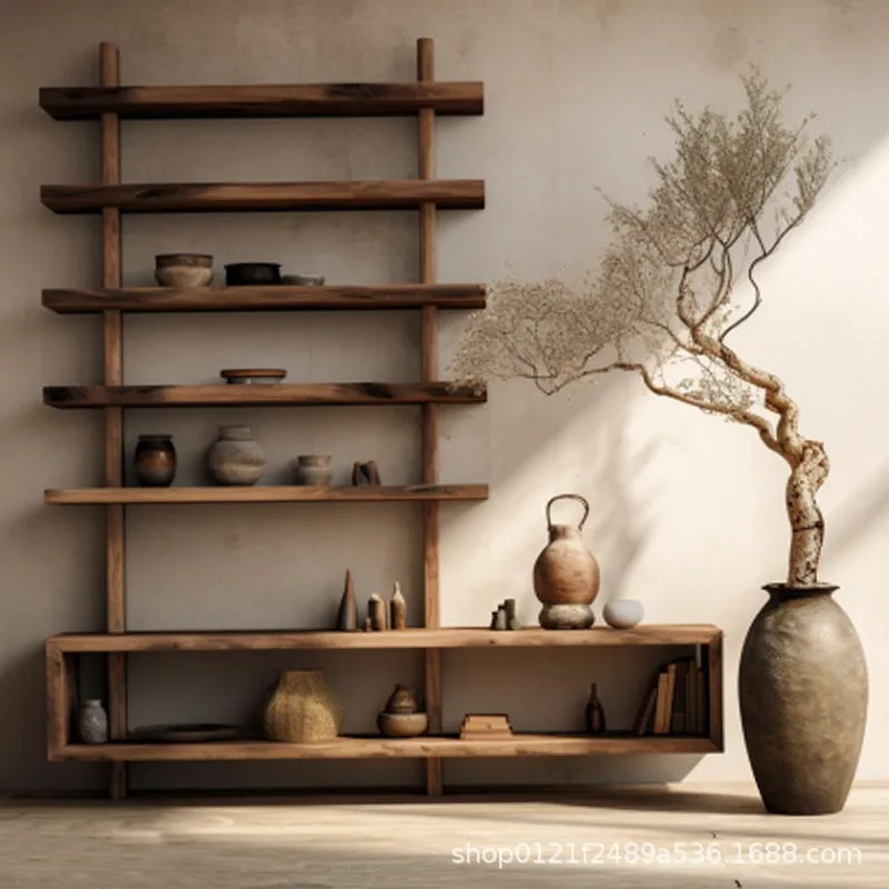 إطار جديد من خشب الدردار على الطراز الصيني مصنوع من الخشب الصلب وخزانة عرض كلاسيكية مزخرفة لغرفة المعيشة المنزلية وتقسيم الإقامة المنزلية في القرون الوسطى