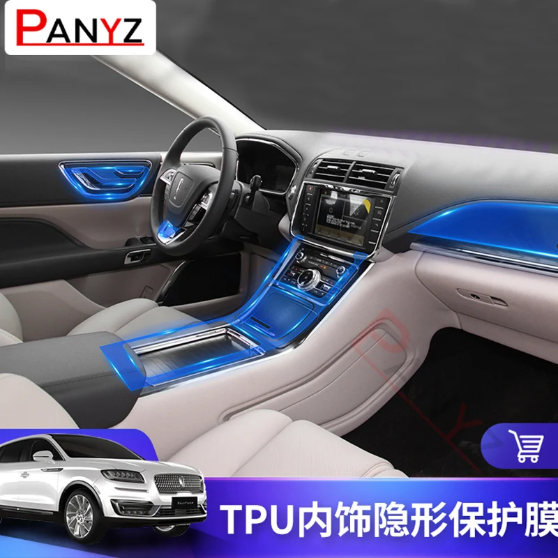 TPU For Lincoln Corsair Aviator Nautilus Navigator Continental MKC MKZ Car Interior Sticker Central Control Gear Door Air Panel