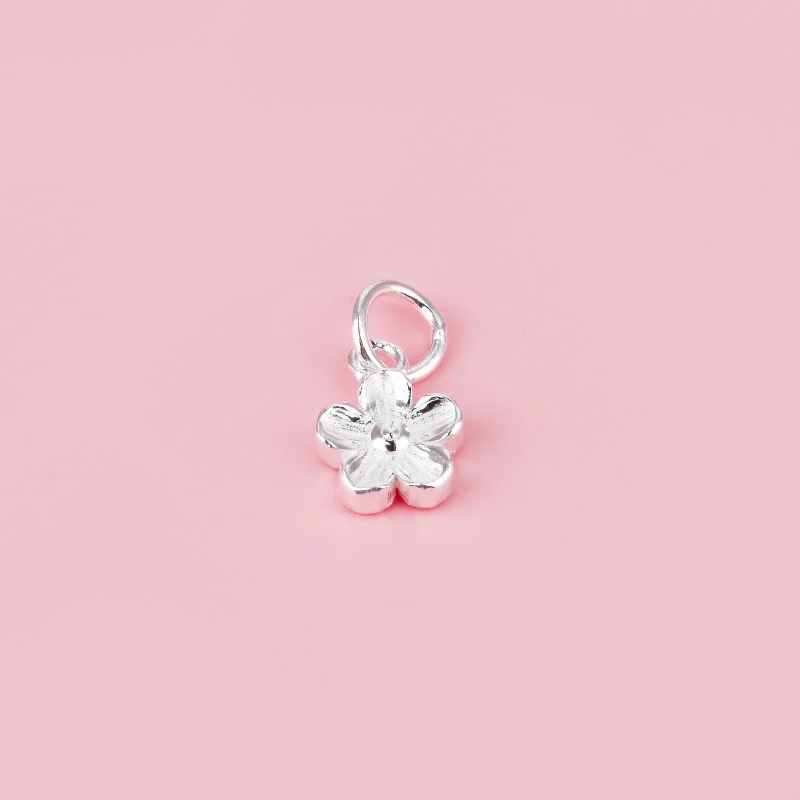 Pure silver S999 solid peach blossom pendant diy bracelet beaded rope accessory