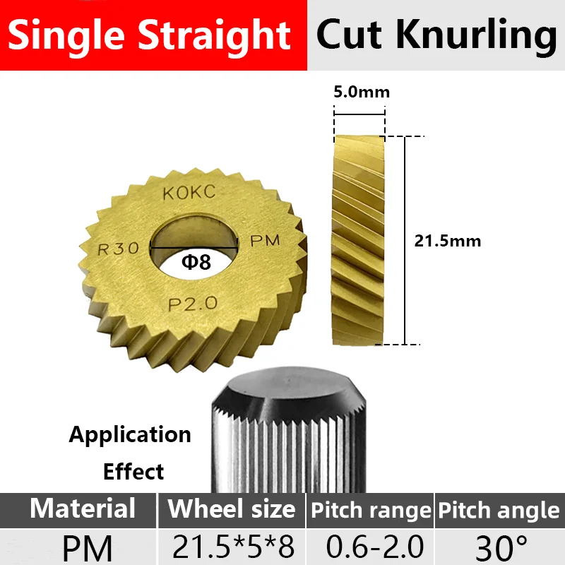 Straight pattern 21.5*5*8 BR30° Cut Knurling Tools wheel KOKC For CNC Lathe feeding