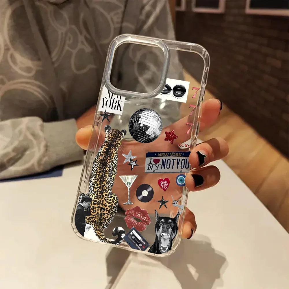 Disco Leopard Fashion Poster Clear Case for iPhone 16 12 13 mini 11 14 15 Pro Max Xs XR 7 8 Plus Ultra Thin Soft Silicone Cover