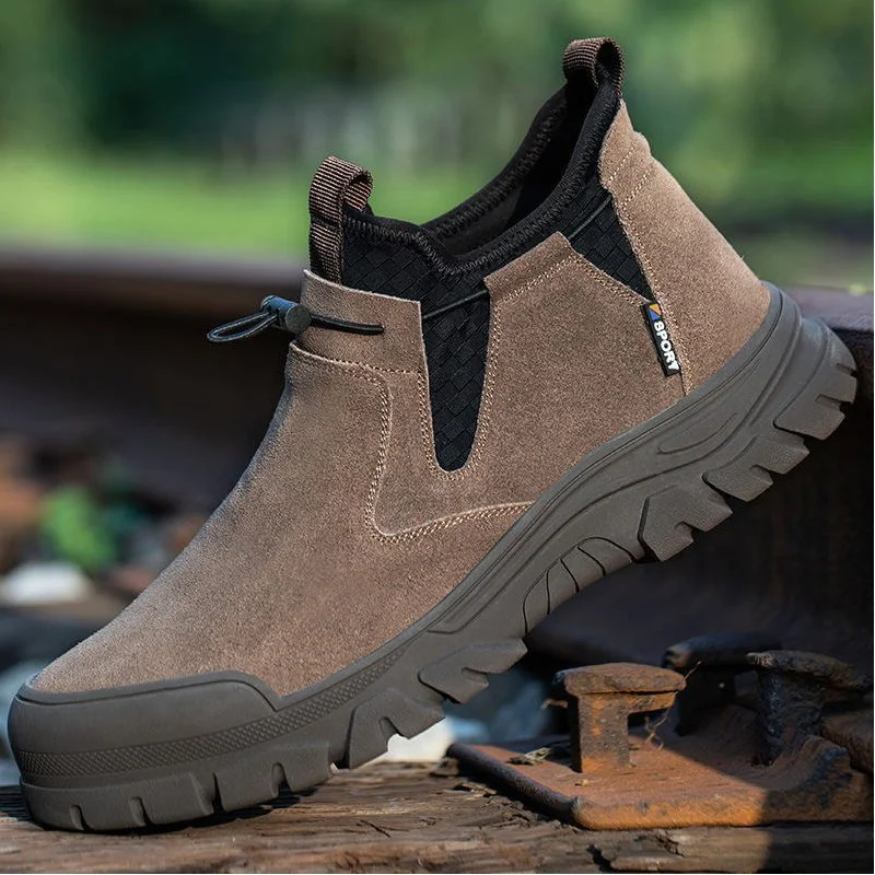 

men casual steel toe caps working safety boots cow suede leather welding shoes security ankle botas worker protective footwear