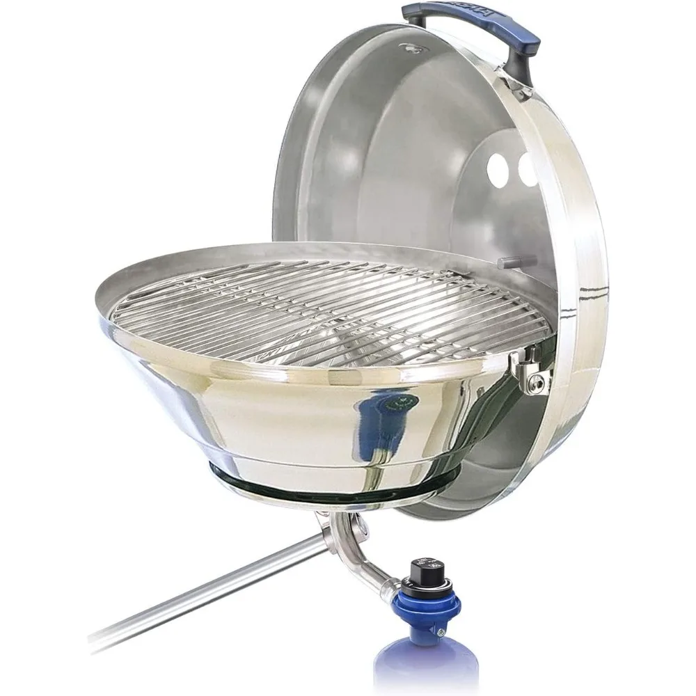 Original Size Marine Kettle Gas Grill,Made of 304 mirror polished stainless steel with a combination easy to clean grease catch