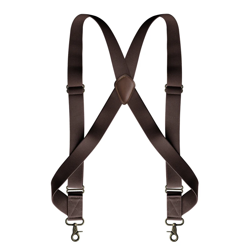 Side Clip Suspenders Adjustable Elastic Trouser Braces with Antique Bronze Buckles Casual Workwear Heavy Duty X Back for Men