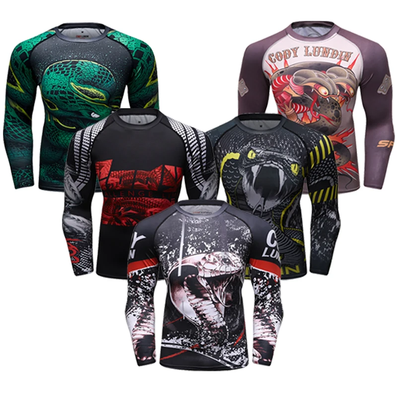 

Codylundin Manto Jiujitsu Snake Print Pressure Sleeve T-shirts for Men Rash Guard Jiu Jitsu No Gi Sportswear Brazilian Clothes