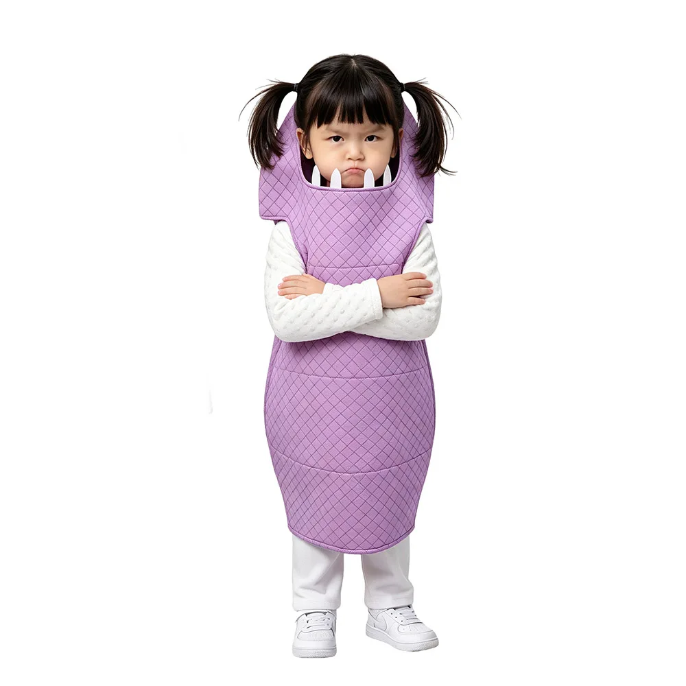 2026 New Arrival Kids Halloween Boo Gibbs Cosplay Purple Monster Tunic Jumpsuit Fancy Dress Up Girls Monster Boo Costume view 3