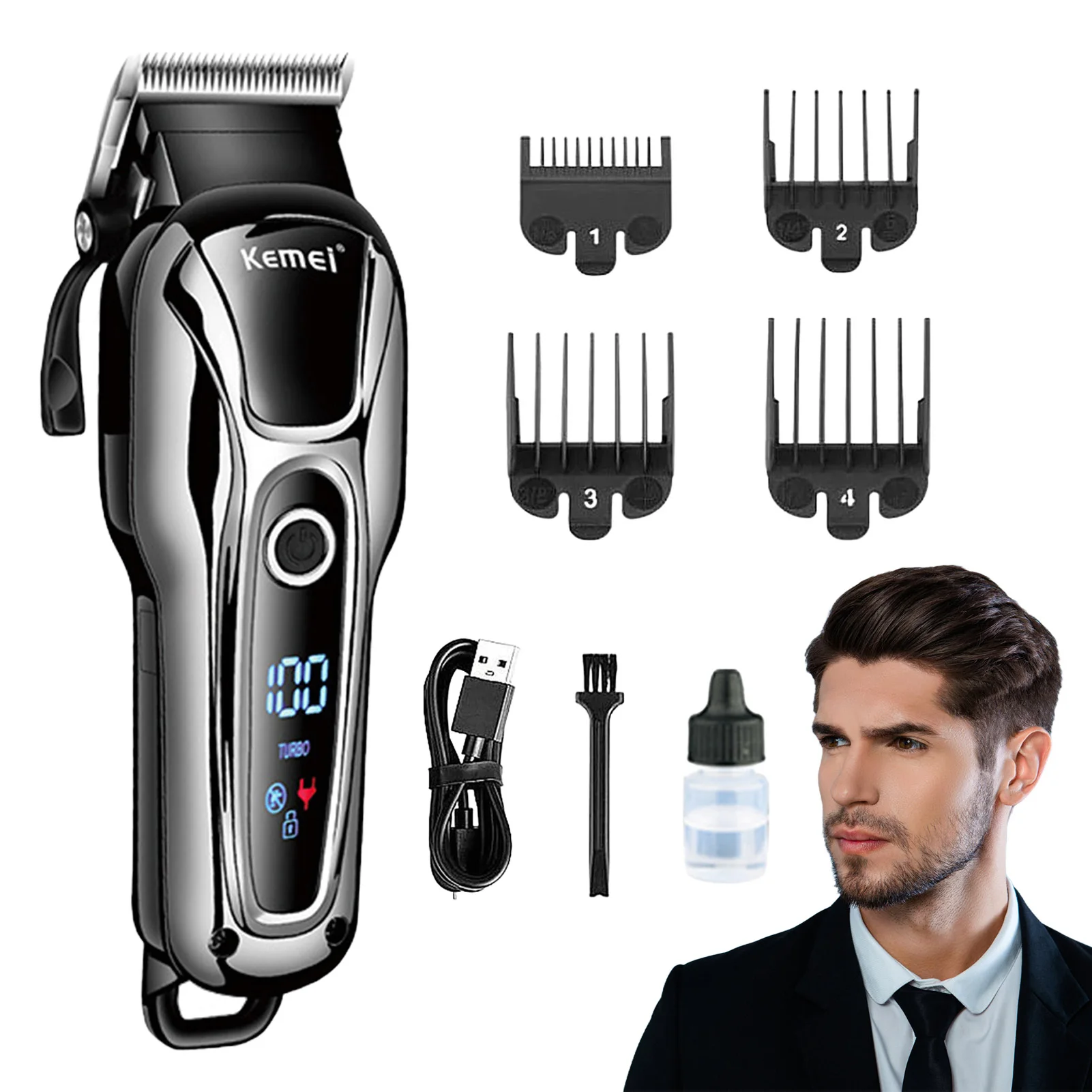 

Cordless Electric Hair Clippers Noise Reduction Strong Power Electric Clipper for Haircut Beard Shaver Barbershop