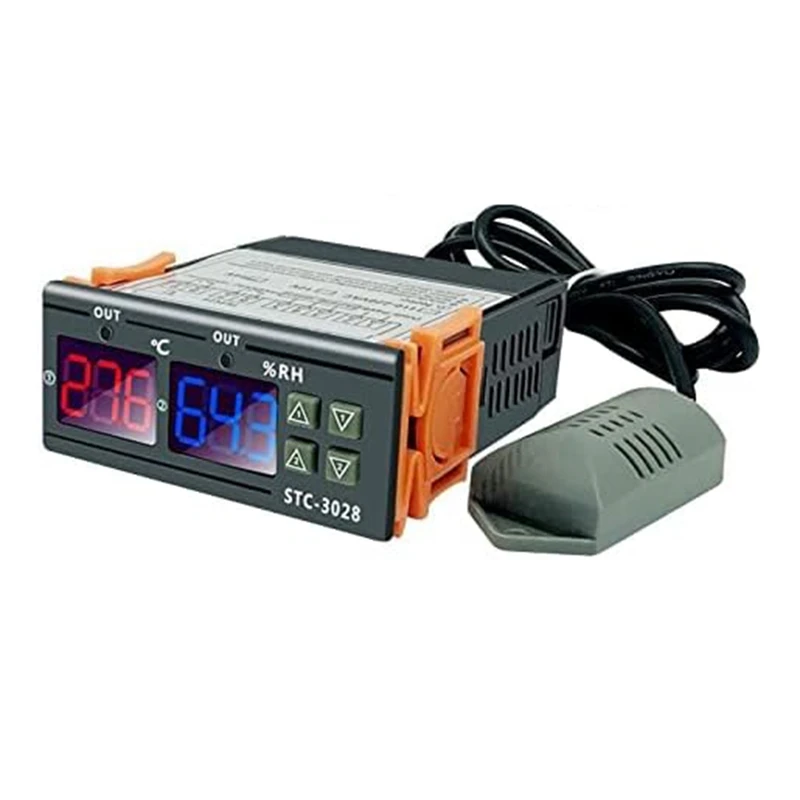 Controlador de temperatura y humedad con pantalla Dual, STC-3028, 10A, AC110-220V, termostato Digital inteligente para incubadoras