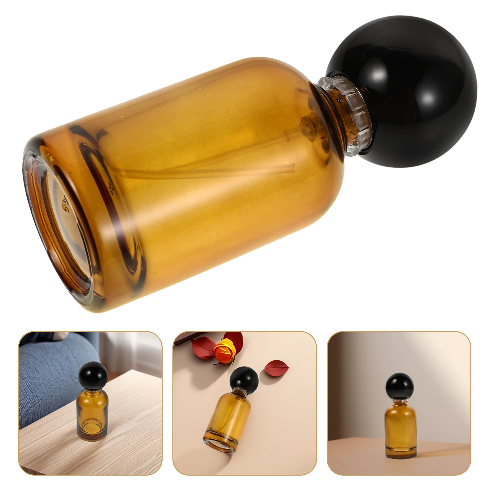 30ml Amber Glass Perfume Bottle Leakproof Portable Travel Mist Spray Mini Makeup Container Essential Oil Flask Empty